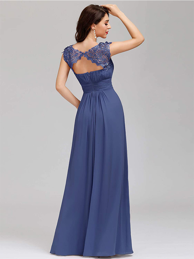 Elegant Floor Length Chiffon Empire Waist Evening Gown  Bridesmaid Long Dresses